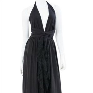 Carmen Marc Valvo Formal Black halter Dress Gown